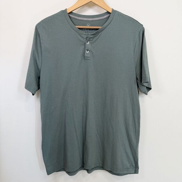 Free Fly Henley Shirt Men Large Green Button Bamboo Stretch Fishing Heritage - Picture 1 of 9